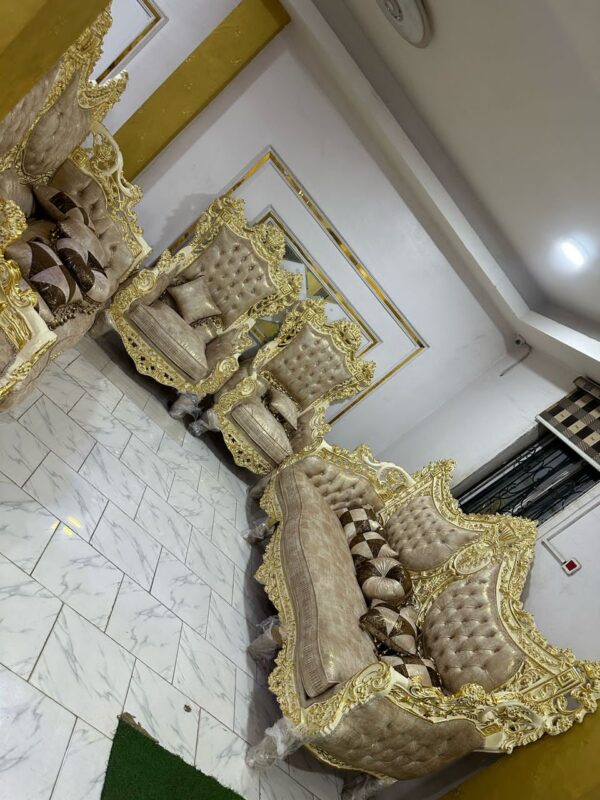 Luxury 7 Seater’s Sofa+ Center Table + 2 Side Stool - Image 3