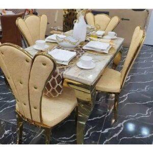 4 Seaters Gold Luxury Dining Set