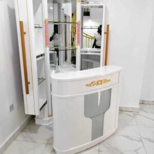 Adjustable Wine Bar Cabinet With Counter And Storage Spaces