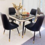 Black 4 Seaters Luxury Marble Dining Table