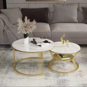 Extendable Luxury Marble Centre Table Cream Top