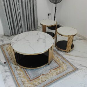 Round Marbel Centre Table With Side Stools
