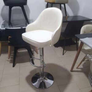 White Adjustable Bar Stool Chair